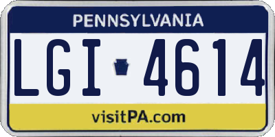 PA license plate LGI4614