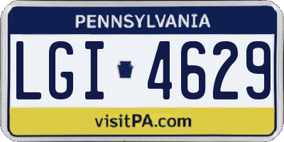 PA license plate LGI4629