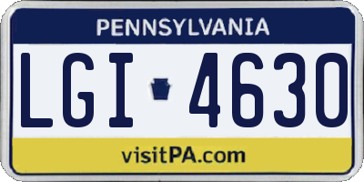 PA license plate LGI4630