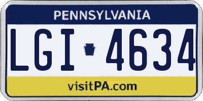 PA license plate LGI4634