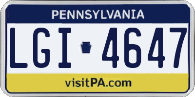 PA license plate LGI4647