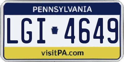PA license plate LGI4649