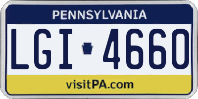 PA license plate LGI4660