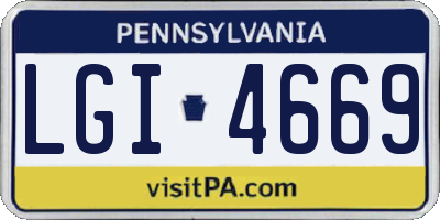PA license plate LGI4669