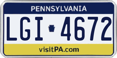 PA license plate LGI4672