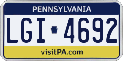 PA license plate LGI4692
