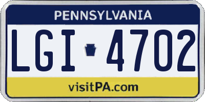 PA license plate LGI4702