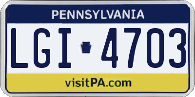 PA license plate LGI4703
