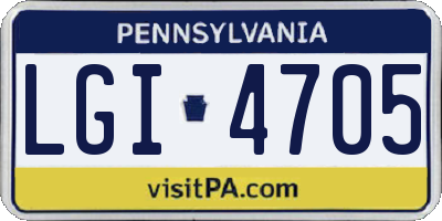 PA license plate LGI4705