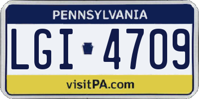 PA license plate LGI4709