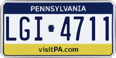 PA license plate LGI4711