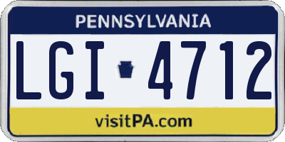 PA license plate LGI4712