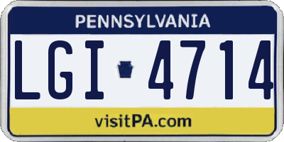 PA license plate LGI4714