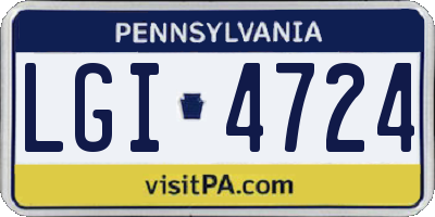 PA license plate LGI4724