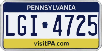 PA license plate LGI4725