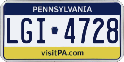 PA license plate LGI4728