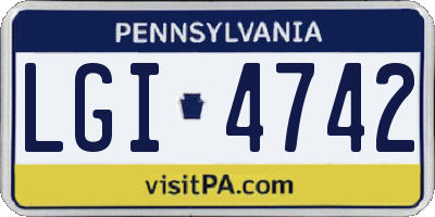PA license plate LGI4742