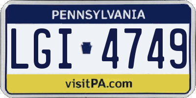 PA license plate LGI4749