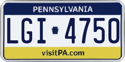 PA license plate LGI4750