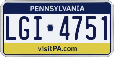 PA license plate LGI4751