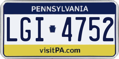 PA license plate LGI4752