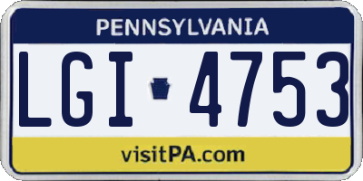 PA license plate LGI4753