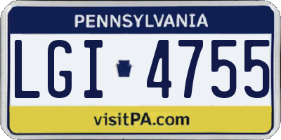 PA license plate LGI4755