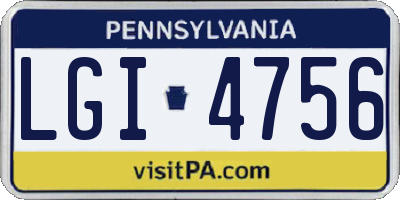 PA license plate LGI4756