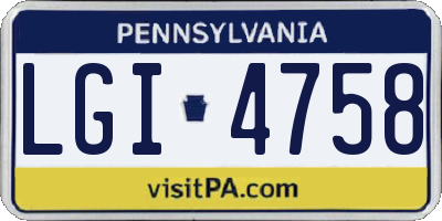PA license plate LGI4758