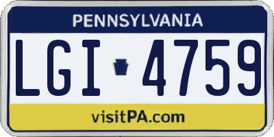 PA license plate LGI4759