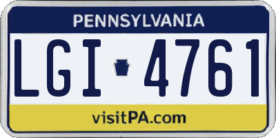PA license plate LGI4761