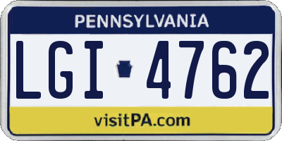 PA license plate LGI4762