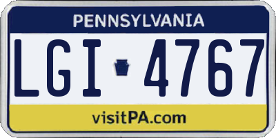 PA license plate LGI4767