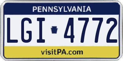 PA license plate LGI4772