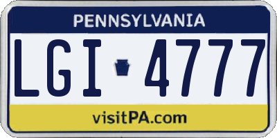 PA license plate LGI4777
