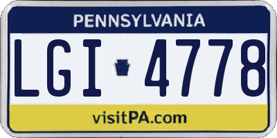PA license plate LGI4778