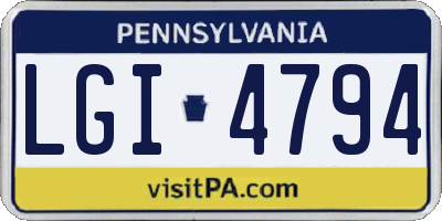 PA license plate LGI4794