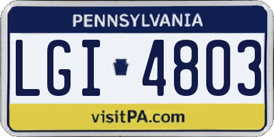 PA license plate LGI4803