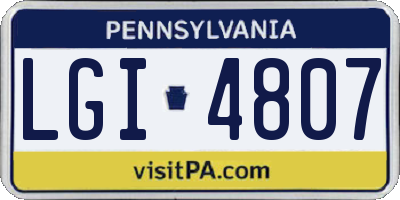 PA license plate LGI4807