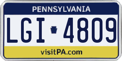 PA license plate LGI4809
