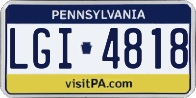 PA license plate LGI4818