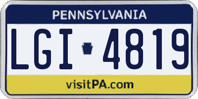PA license plate LGI4819