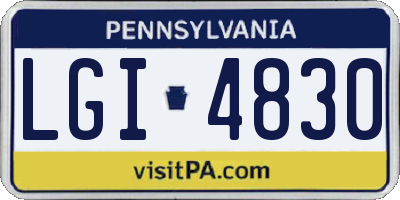 PA license plate LGI4830
