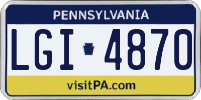 PA license plate LGI4870