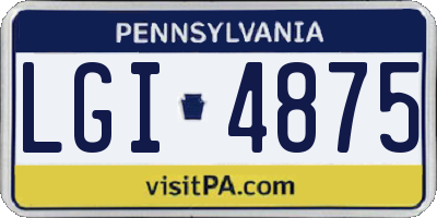 PA license plate LGI4875