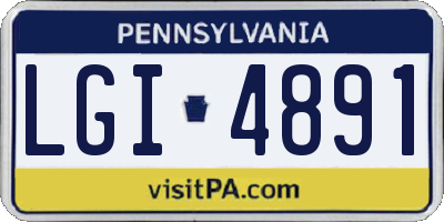PA license plate LGI4891