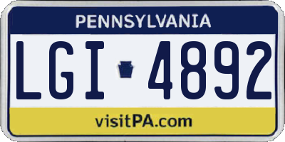 PA license plate LGI4892