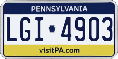 PA license plate LGI4903