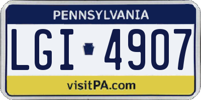 PA license plate LGI4907