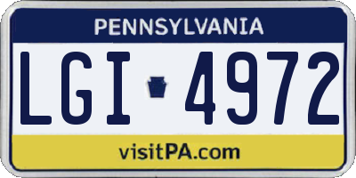 PA license plate LGI4972